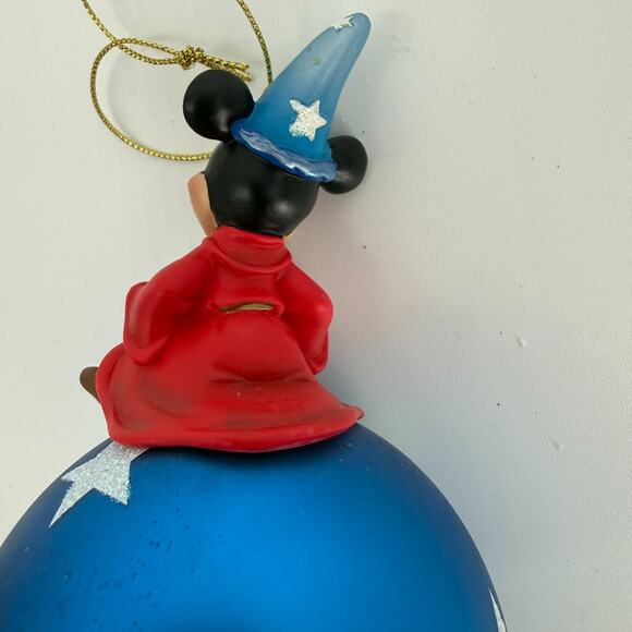 Disney Sorcerer Mickey on Blue Moon & Stars Ornament – Christmas Decoration - Picture 9 of 10